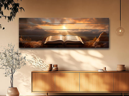 Bible Wall Art – Rustic Bible Print on Wood | Christian Wall Decor & Natural Wood Print
