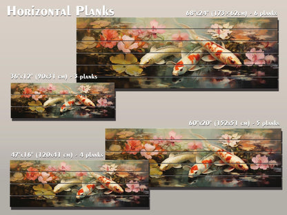 Koi Fish Wood Art | Wood Plank Art Featuring Soothing Koi Fish Painting
