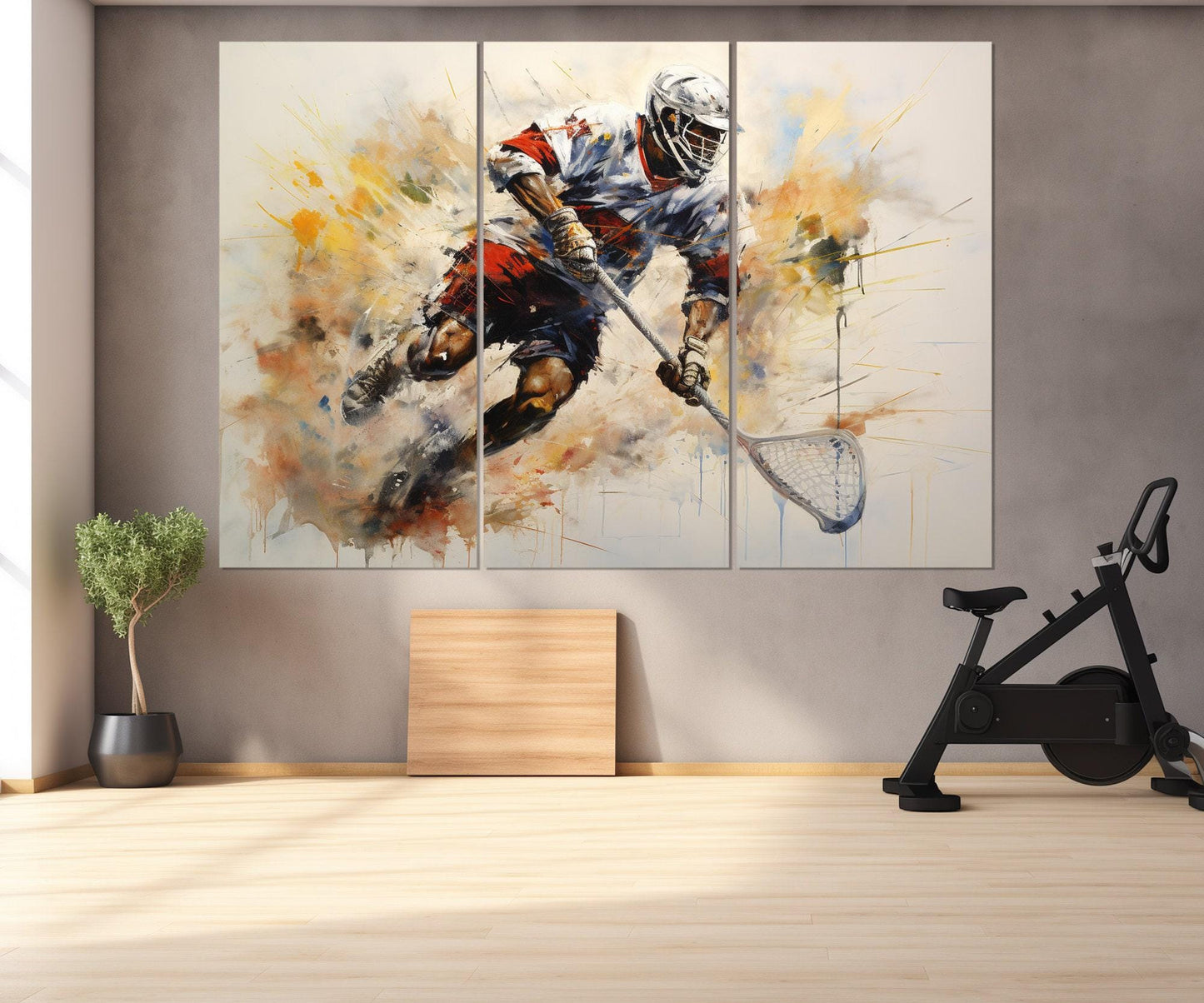 Lacrosse Wall Art - Abstract Lacrosse Canvas Print | Framed Floating Frame Ready to Hang
