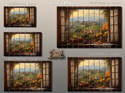 Rustic Wood Wall Art – Tuscany Open Window Print on Wood | Italian Decor
