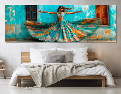 Indian Canvas Print – Beautiful National Dress Painting | Framed Gallery Wrapped Art