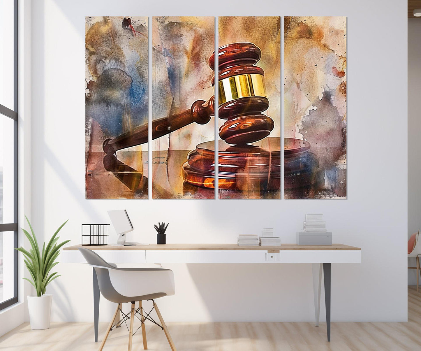 Justice Wall Art – Gavel Canvas Print | Lawyer Office Decor, Judge Gift, Attorney Gift