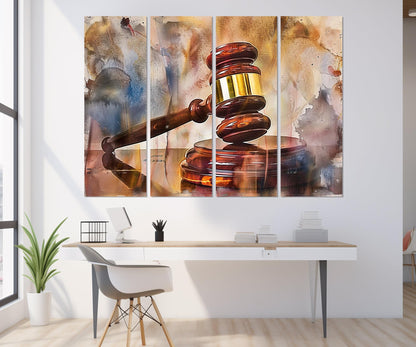 Justice Wall Art – Gavel Canvas Print | Lawyer Office Decor, Judge Gift, Attorney Gift
