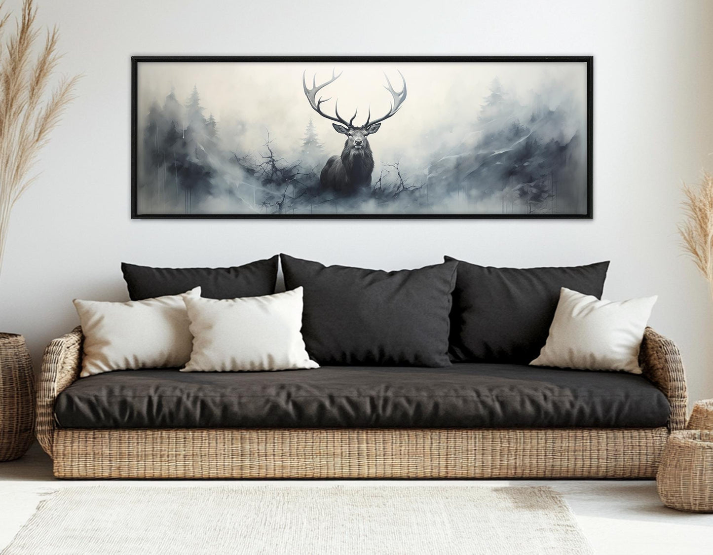 Deer Wall Art – Majestic Misty Forest Canvas Print | Framed & Ready to Hang