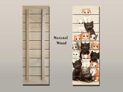 Kitten Print on Wood, Rustic Cats Wall Art, Cat Lover Gift