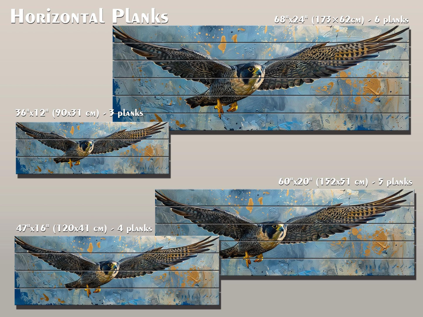 Peregrine Falcon Wall Art – Rustic Wood Decor | Majestic Bird Print Panel
