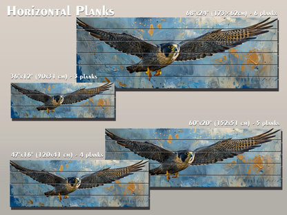 Peregrine Falcon Wall Art – Rustic Wood Decor | Majestic Bird Print Panel