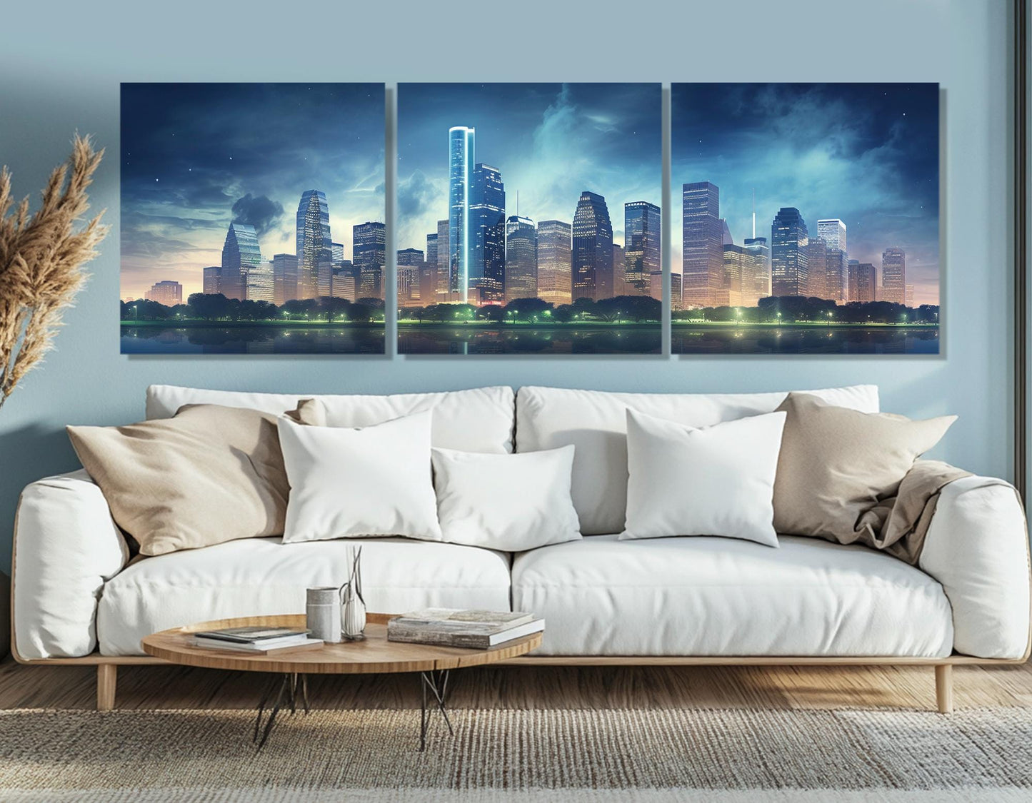 Houston Skyline Canvas - Large Cotton Canvas Print With Gallery Wrapped Frame