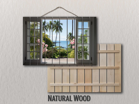 Wood Wall Art – Tropical View Print on Wood | Ready to Hang Wooden Wall Decor
