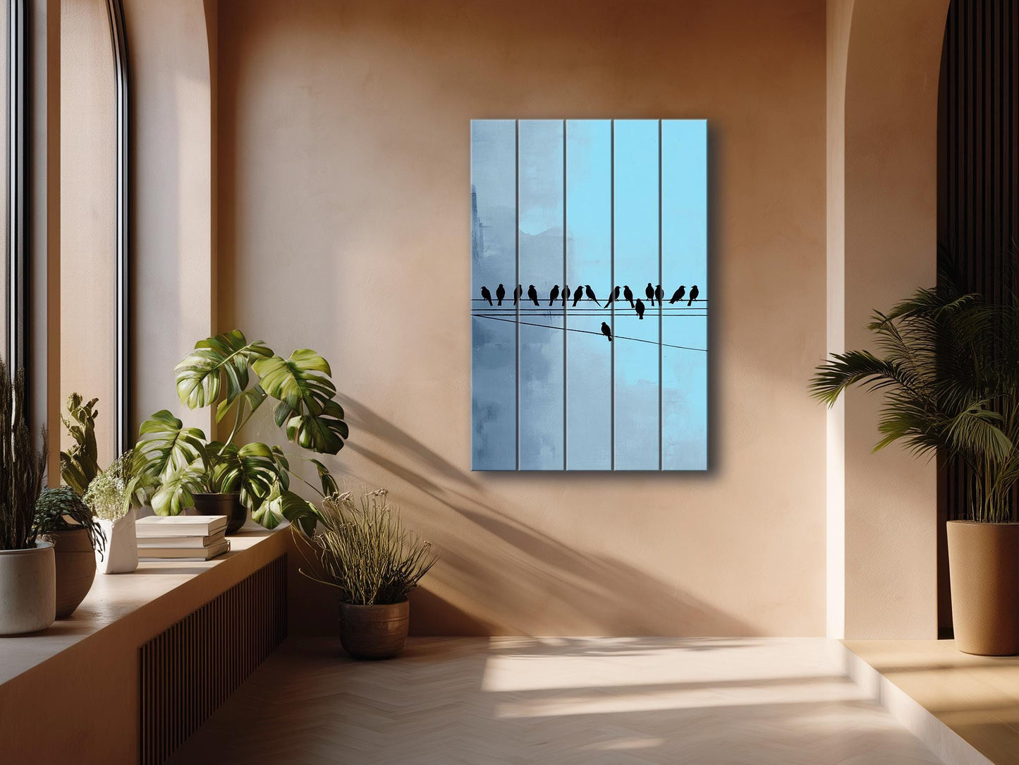 Rustic Wood Wall Art – Minimalist Bird Wall Decor on Natural Wood Planks