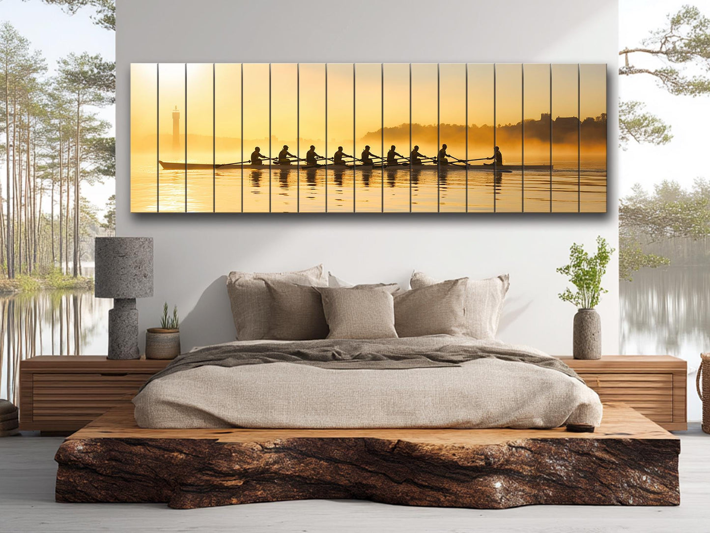 Rowing Wood Wall Art – Natural Wood Print Boating Art | Unique Rower Gift