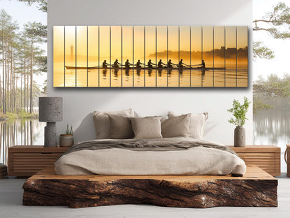 Rowing Wood Wall Art – Natural Wood Print Boating Art | Unique Rower Gift