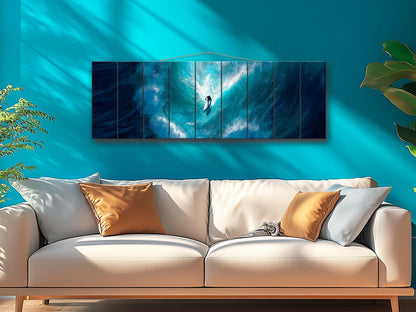 Surfer Wood Wall Art – Ocean Wall Decor | UV Printed Wood Art for Beach House