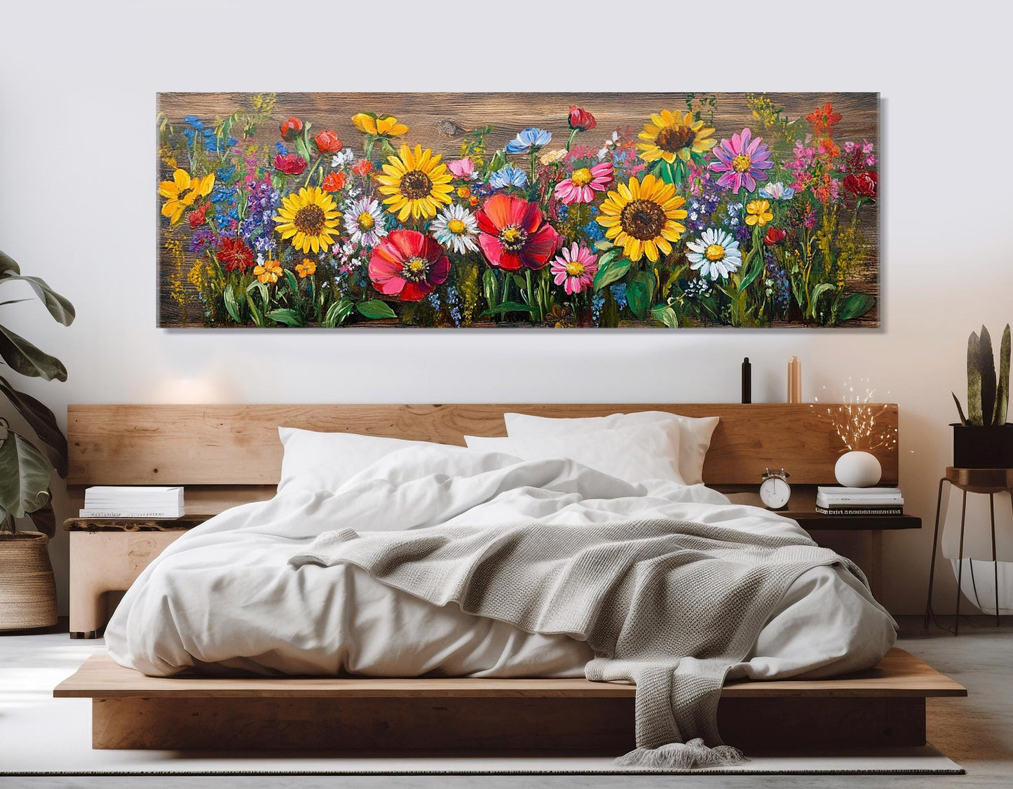 Floral Canvas Print - Daisies Sunflowers Poppies Garden Wall Decor | Ready To Hang