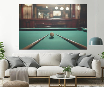 Billiards Wall Art - Large Cotton Canvas Print | Framed Gallery Wrapped Canvas