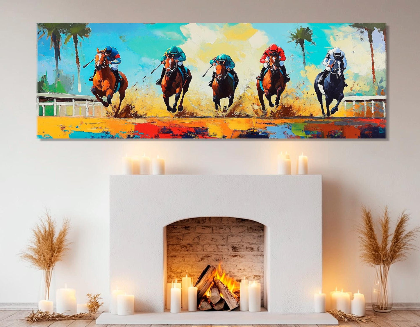 Horse Racing Canvas Print – Large Framed Wall Art | Ready to Hang Equine Decor