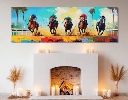 Horse Racing Canvas Print – Large Framed Wall Art | Ready to Hang Equine Decor