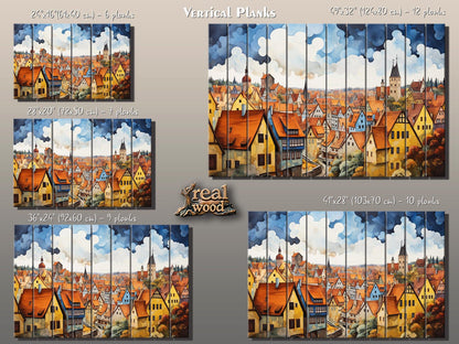 Rothenburg Wood Art | Fade Resistant Wall Art on Natural Wood Planks – Ready to Hang