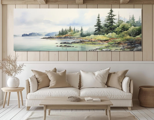 Isle Royale Canvas Print – Misty Forest Painting | Framed & Ready to Hang Wall Art