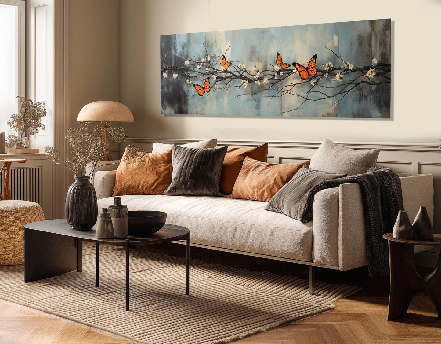 Butterflies Canvas Print – White Blossom Art On Gallery Wrapped Canvas | Ready to Hang