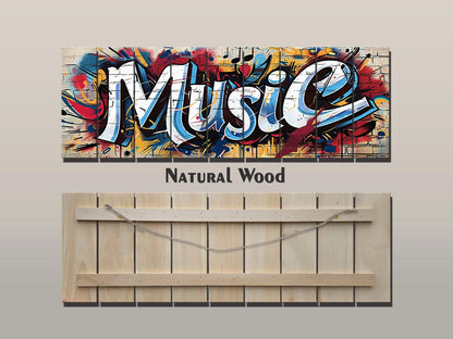 Graffiti Wood Art – Colorful Urban Wall Decor | Natural Wood Print, Ready to Hang