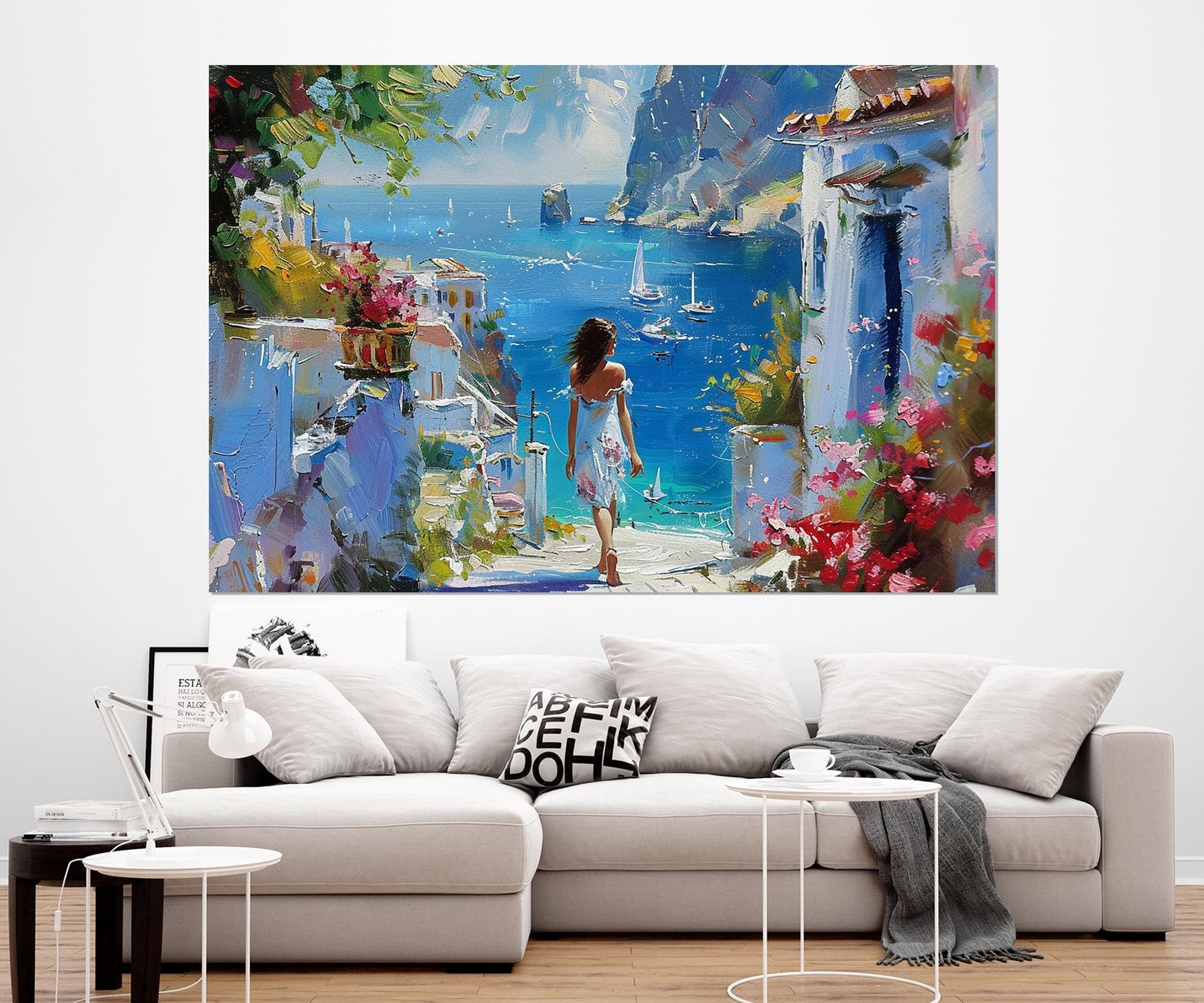Greek Landscape Canvas - Scenic Mediterranean Wall Art | Framed Canvas Print Ready to Hang