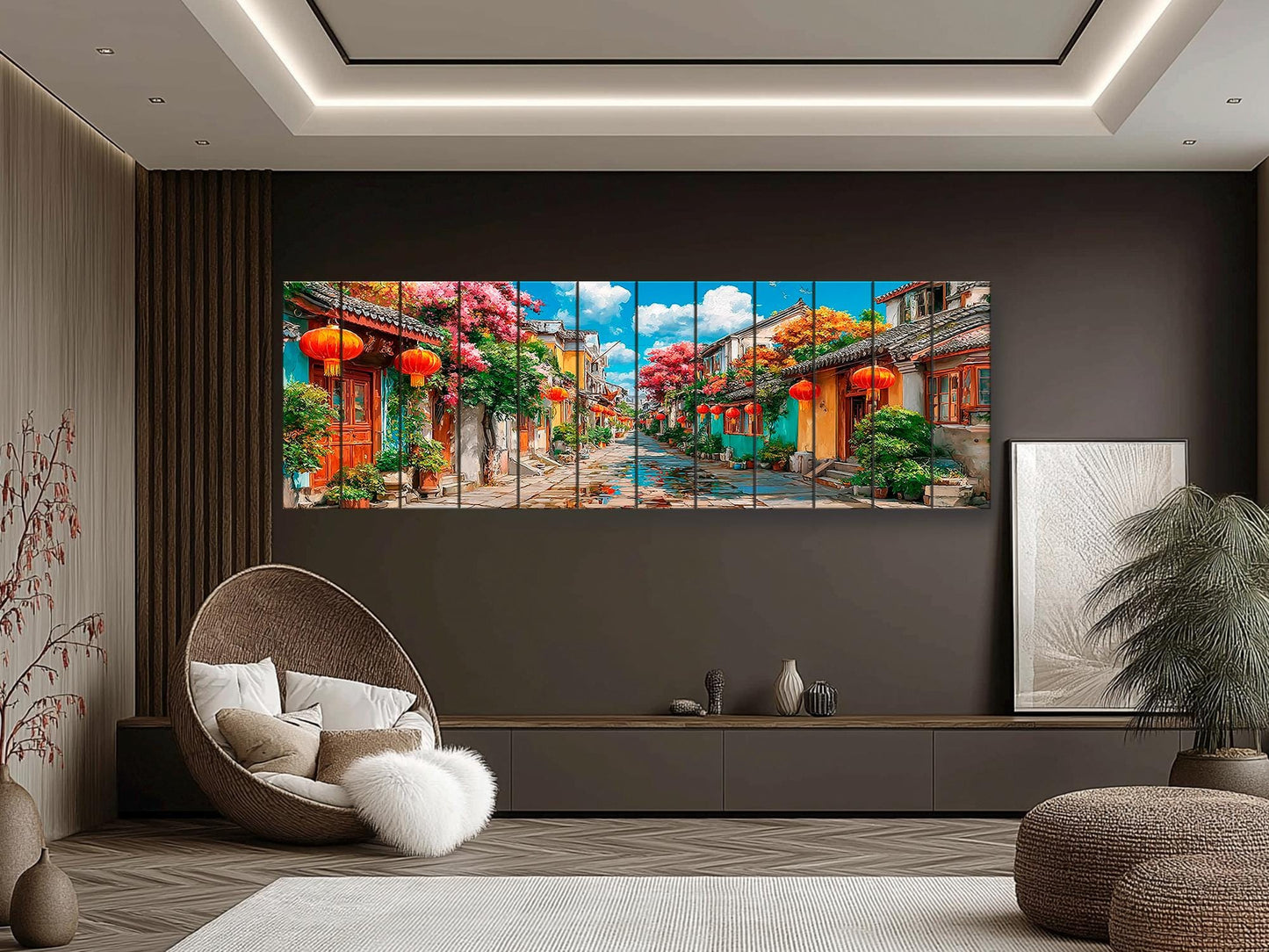 Old Shanghai Wood Wall Art, Chinese Street Scene Print on Wood