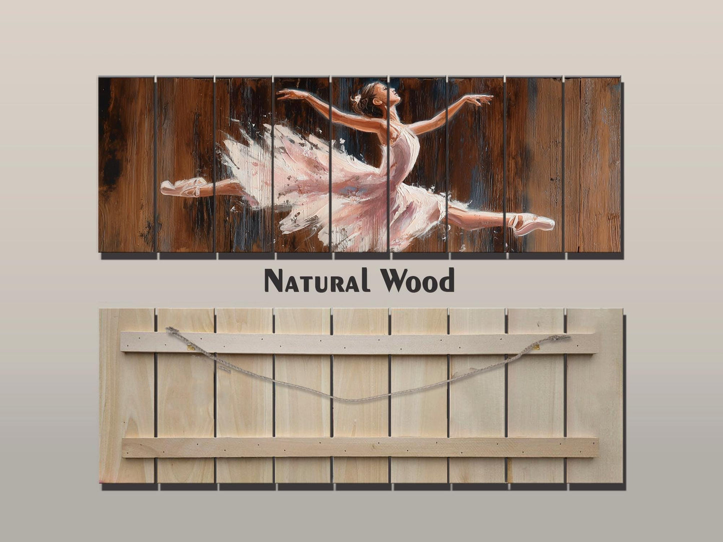 Wood Wall Art - Graceful Ballerina in Expressive Motion Print on Wood, Ballerina Painting, Ballet Wall Art, Ballet School Wall Decor