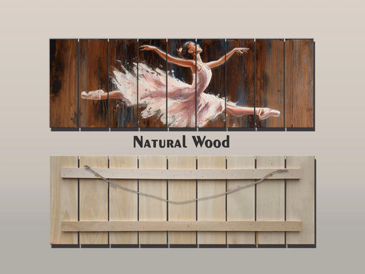Wood Wall Art - Graceful Ballerina in Expressive Motion Print on Wood, Ballerina Painting, Ballet Wall Art, Ballet School Wall Decor