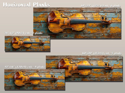 Violin Wood Print – Rustic Music Art on Smooth Linden Wood Planks | Farmhouse Wall Decor