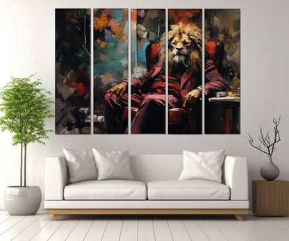 Lion In A Suit Canvas | Boss Office Decor - Framed Canvas Print Ready To Hang