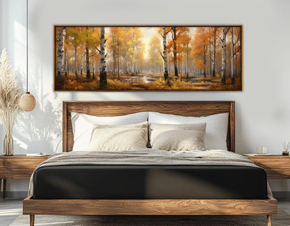 Autumn Forest Canvas Print – Framed Eco Friendly Birch Trees Wall Art, Ready to Hang