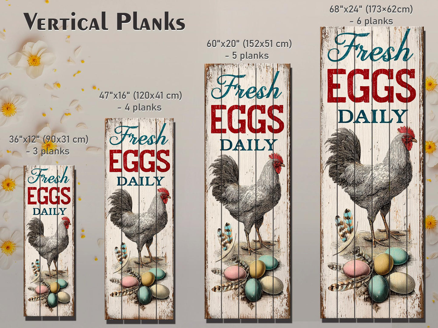 Fresh Eggs Wood Sign – Rustic Kitchen Decor With Distressed Wood Wall Art