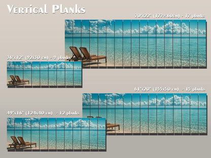 Scenic Beach with Deck Print on Natural Wood – Coastal Wall Art