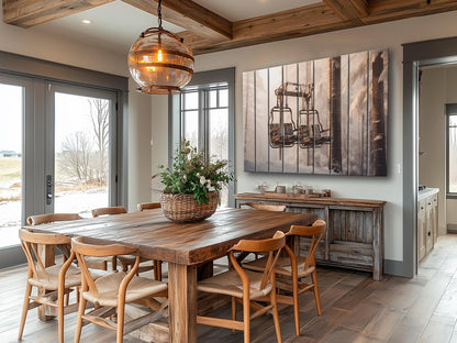 Retro Chairlift, Ski Lift Print On Natural Wood- Vintage Wall Art