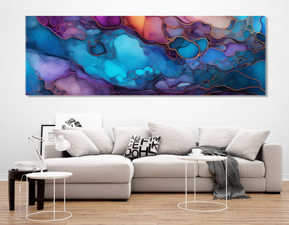 Abstract Alcohol Inks Painting – Large Framed Cotton Canvas Print | Ready to Hang Wall Art