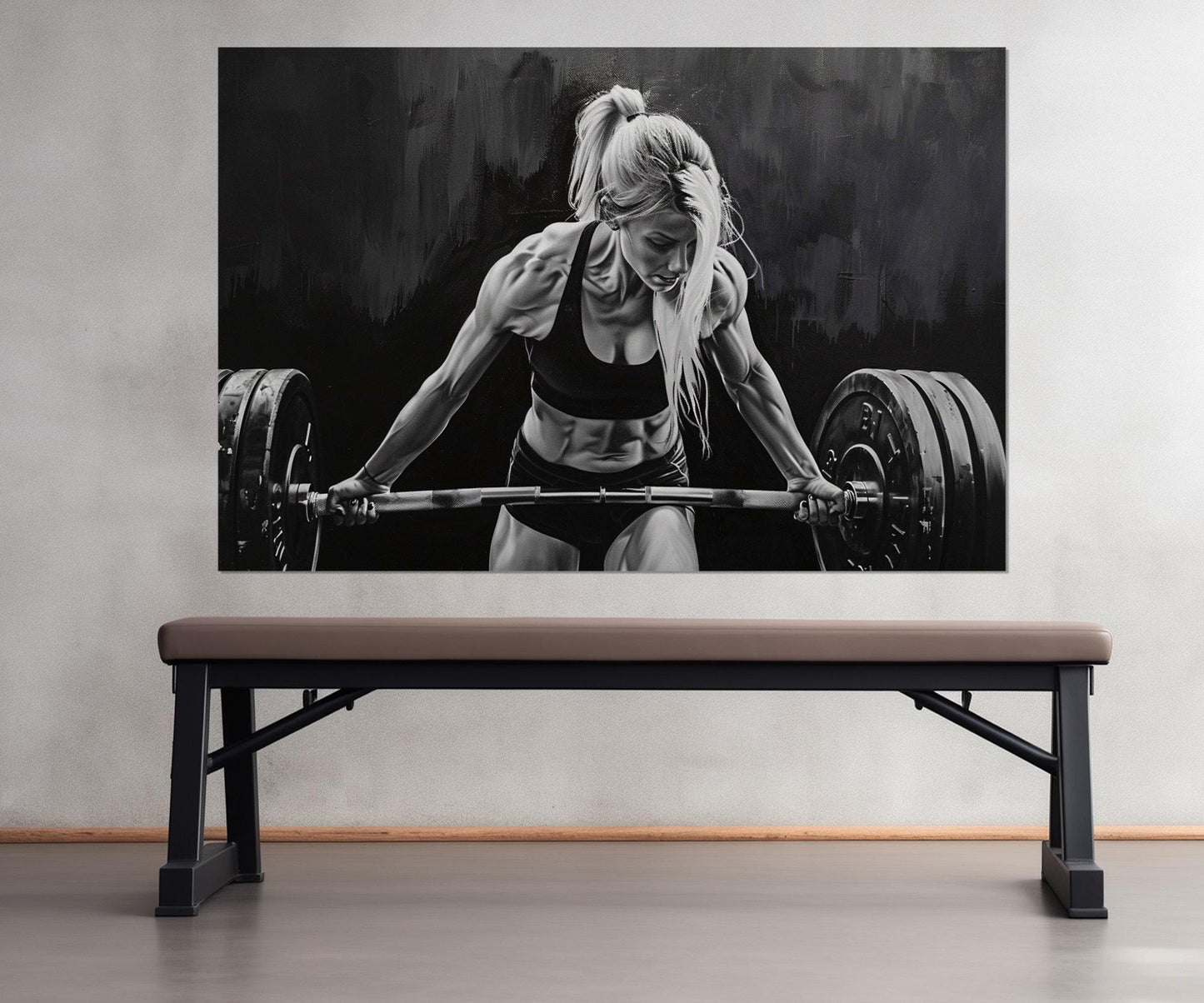 Fitness Wall Art – Black White Fitness Print | Women Workout Motivation Canvas