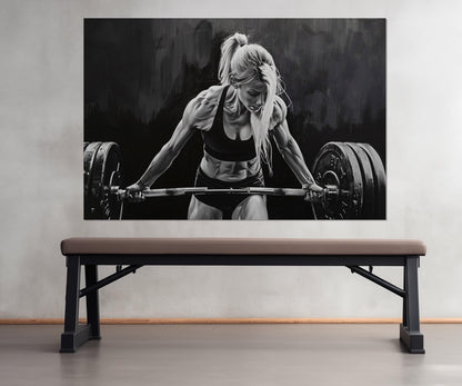 Fitness Wall Art – Black White Fitness Print | Women Workout Motivation Canvas