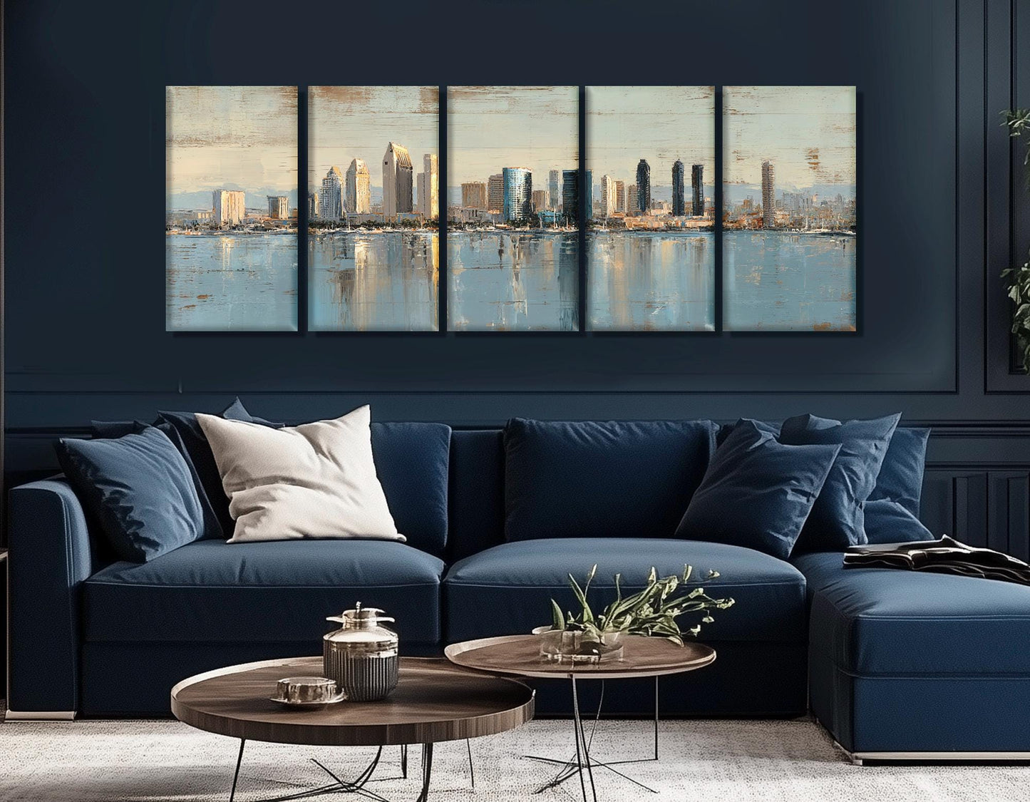 San Diego Canvas Print – Rustic Framed Cotton Canvas, Retro Skyline Wall Art