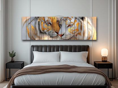 Majestic Tigers Print on Wood, Romantic Wildlife Painting, Exotic Wall Decor