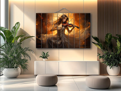 Wood Wall Art - Abstract Violinist Print on Smooth Linden Wood | Musician Gift