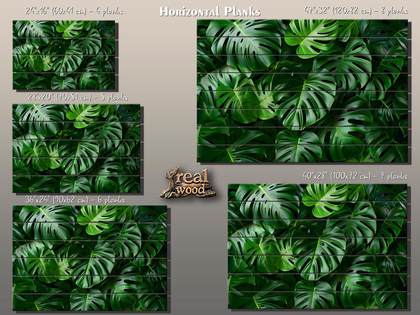 Wood Wall Art - Tropical Green Leaves Print on Natural Wood, Abstract Deep Green Wall Art, Tropical Wall Art, Modern Palm Leaf Print