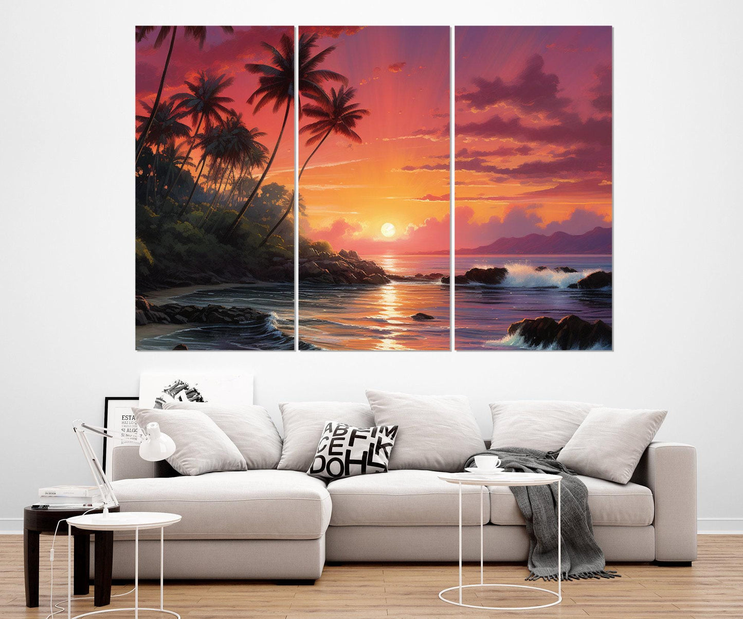 Maui Sunset Canvas Print – Framed Canvas Art | Tropical Sunset Painting, Ready to Hang