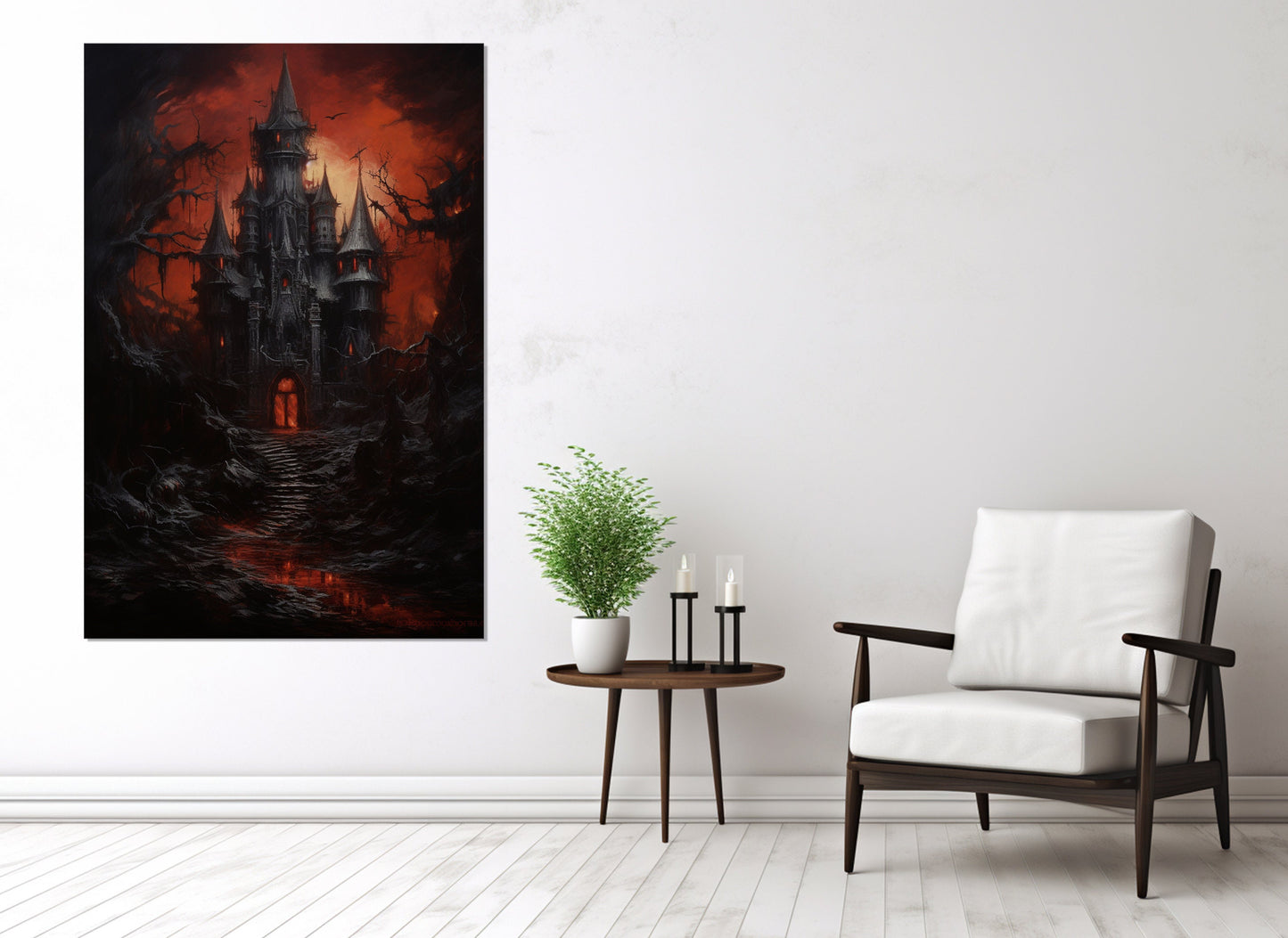 Gothic Canvas Print – Dracula Castle Art Framed Canvas with Floating Frame