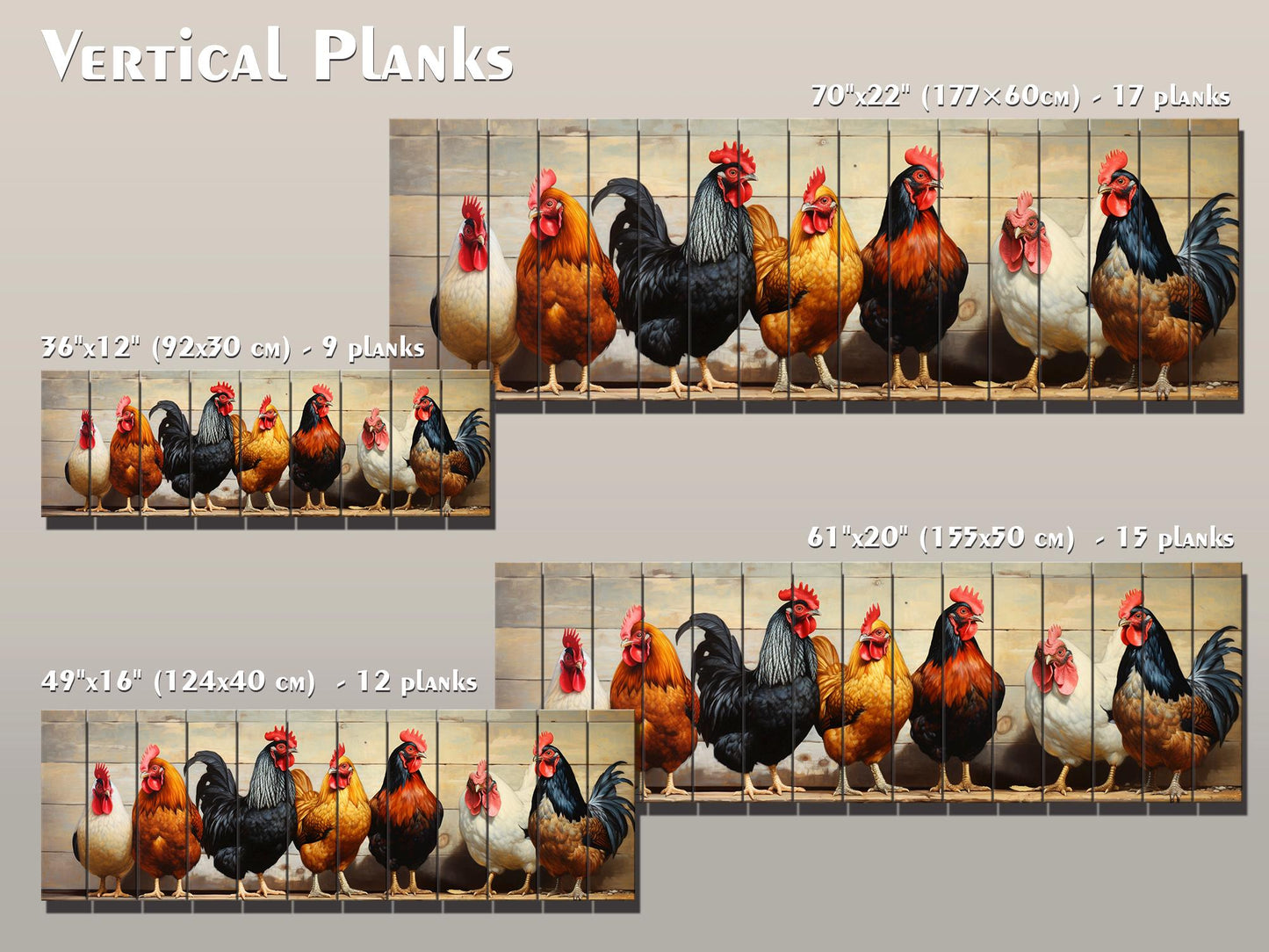 Wood Wall Art - Hen With Chicks Art | Farmhouse Wall Decor On Natural Wood Planks