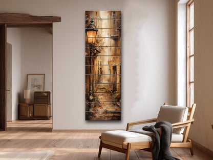 Vintage Street Wall Art – Old European Alleyway Printed on Natural Wood Panel