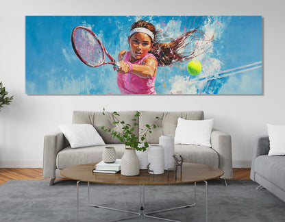 Tennis Wall Art - Framed Tennis Canvas Print | Woman Player Indoor Decor
