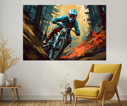 Motocross Wall Art – Framed Canvas Print | Dirt Bike Poster, Pop Art Decor