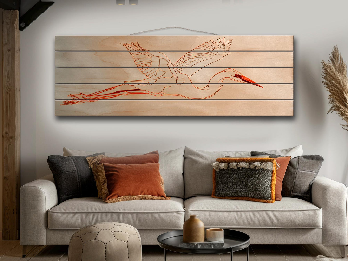 Heron Print Wood - Minimalist Bird Wall Art | Coastal Home Decor