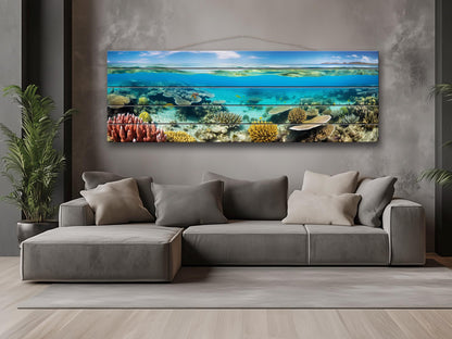 Ocean Wall Art - Rustic Wood Art Coral Reef Painting on Natural Wood Planks